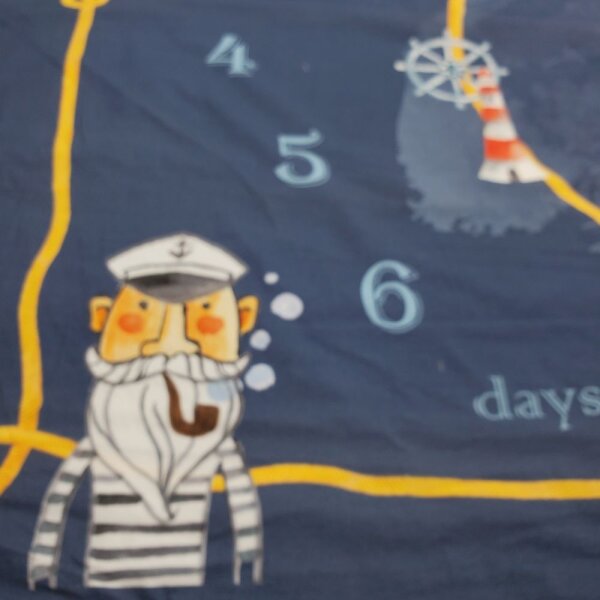 Baumwollsatin bedruckt Seemann auf See Kalender Panel