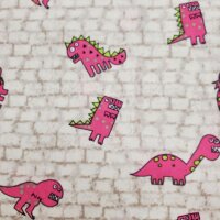 Baumwolldruck Dinos pink