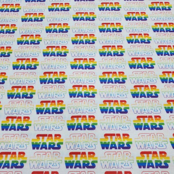 Baumwolldruck Popeline Lizenz Star Wars Logo bunt
