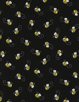 Patchworkstoff bunt Bienen fliegend schwarz