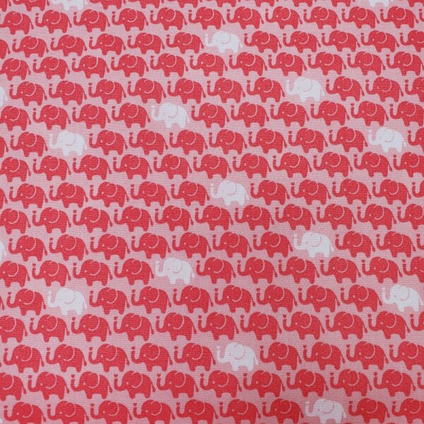 Baumwolldruck Elefanten rot