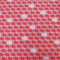 Baumwolldruck Elefanten rot