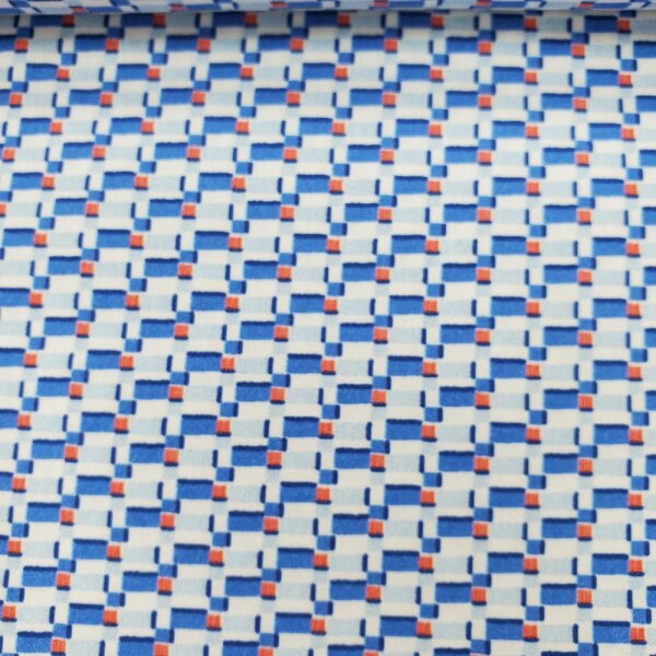 Baumwolldruck geometrische Muster blau