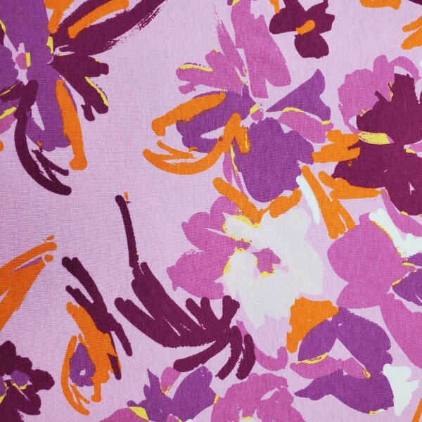 Viskosejersey bedruckt abstraktes Muster lila
