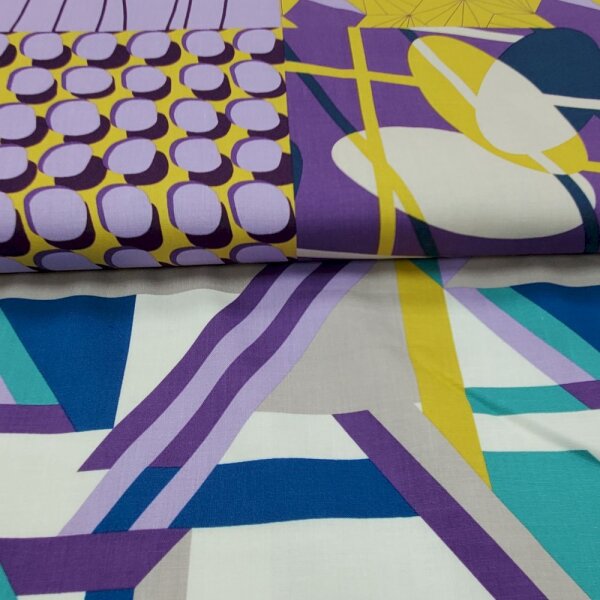 Baumwolldruck geometrische Muster lila