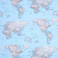 Dekostoff bedruckt robust Weltkarte auf Deutsch