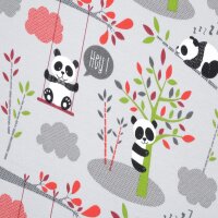 Baumwolljersey bedruckt Panda&acute;s grau