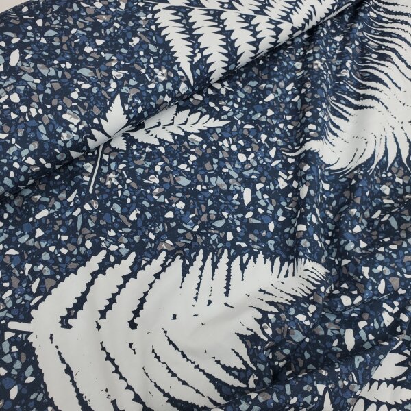 T-Shirt Jersey bedruckt große creme Zweige und Eiskirstalle blau