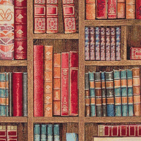 Deko- / Bezugsjacquard Bücherregal rot