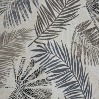 Dekodruck natur Palmenblätter grau