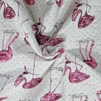 Deko-Bezugsjacquard rosa Flamingos mit Punkten auf creme