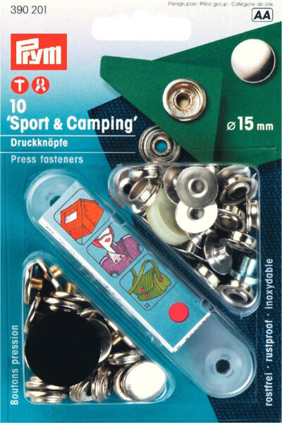 NF-Druckknopf Sport & Camping MS 15 mm silberfarbig