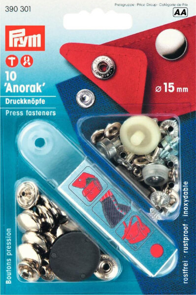 NF-Druckknopf Anorak MS 15 mm silberfarbig