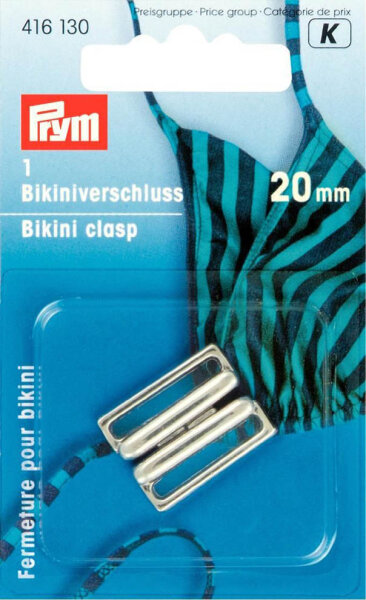Bikini- und Gürtelverschluss MET 20 mm silberfarbig