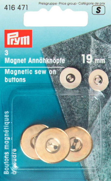 Magnet-Annähknöpfe 19 mm goldfarbig