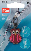 Fashion-Zipper f.Kinder Eule braun/pink