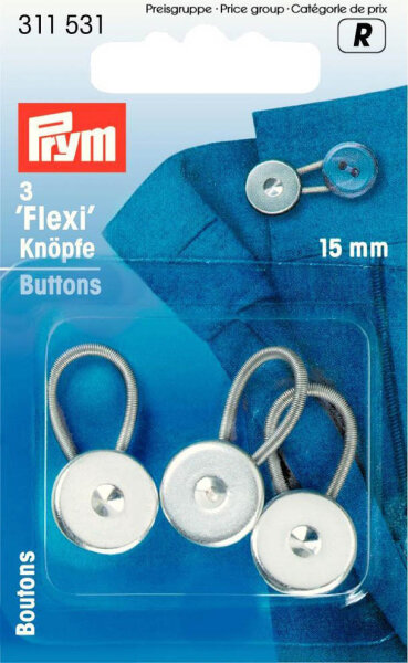 Flexi-Knöpfe mit Schlaufe 15 mm