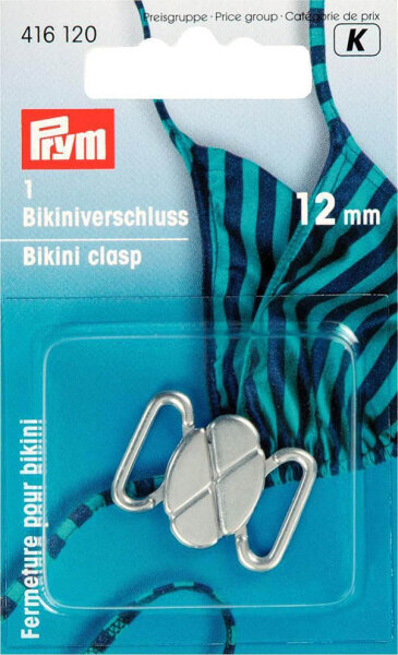 Bikini- und Gürtelverschluss MET 12 mm silberfarbig matt
