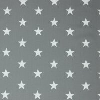Baumwolldruck Sterne grau creme