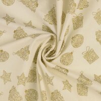 Baumwolldruck Weihnachtsgeschenke gold / weiß