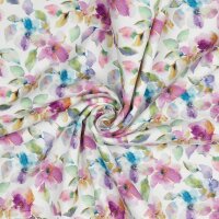 Softshell elastisch bedruckt Pastell Aquarell Blüten...