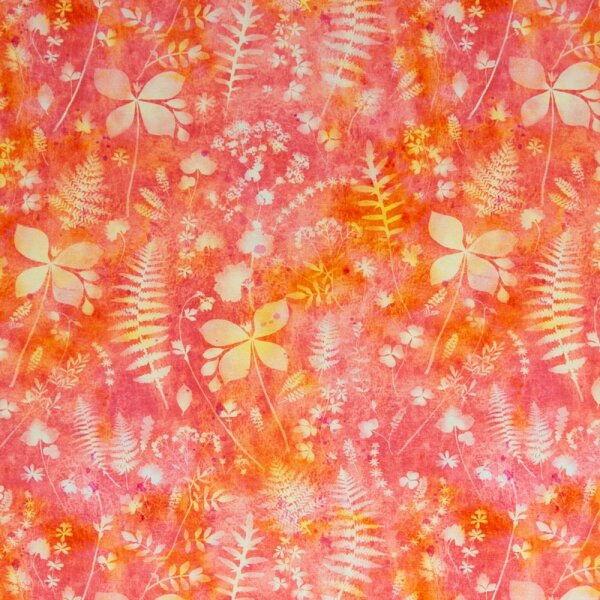T-Shirt Jersey Kunst floral pastell orange / pink