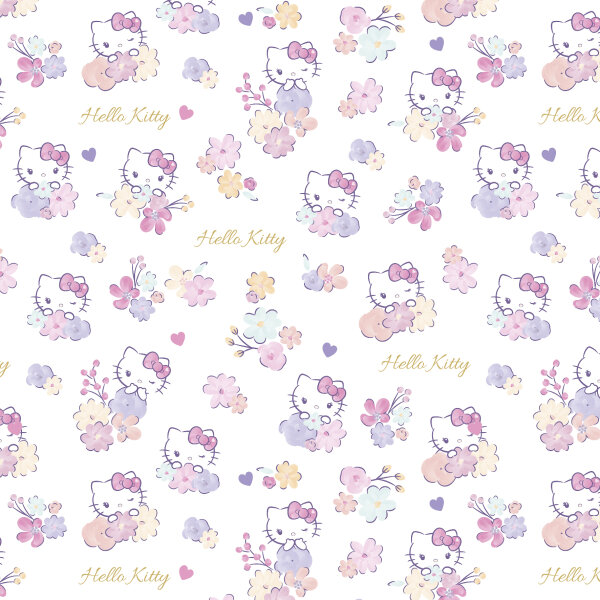Lizenz Popeline Digitaldruck Hello Kitty Blütenzauber