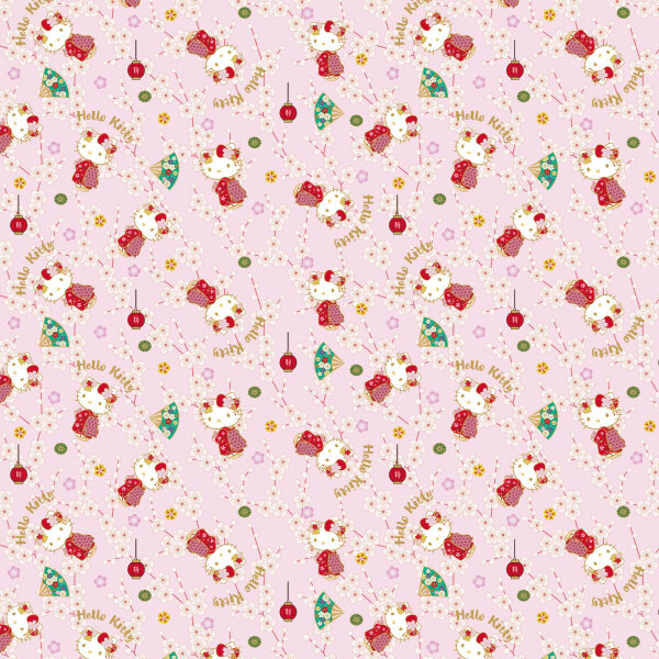 Lizenz Popeline Digitaldruck Hello Kitty Kimono