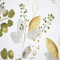 Leinenstoff bedruckt grüne Blätter  auf weiß