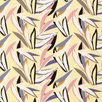 Viskose Georgette bedruckt Palmenblätter abstrakt gelb