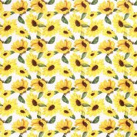 Baumwolldruck Sonnenblumen cremefarbenem Grund