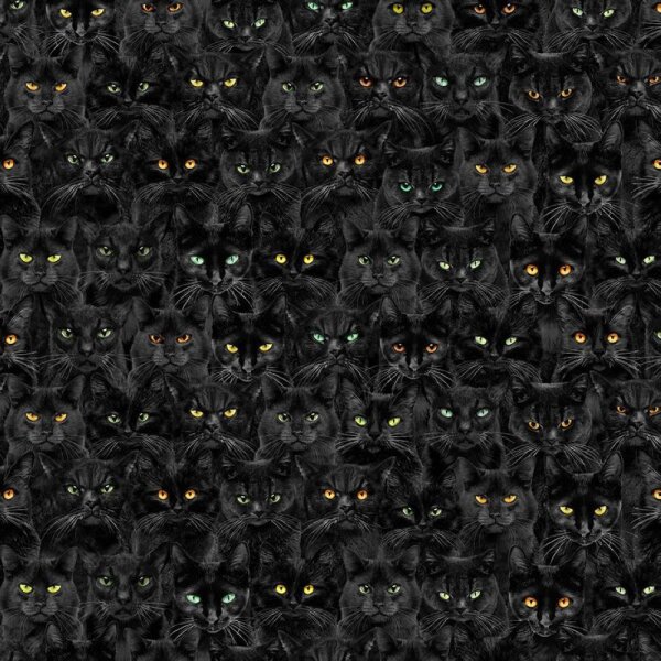 Patchworkstoff schwarze Katzen