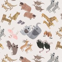 Patchworkstoff Afrika Tiere gezeichnet