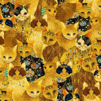 Patchworkstoff goldene Katzen