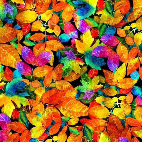 Patchworkstoff Rainbow Blätter