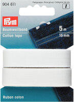Baumwollband 15 mm wei&szlig;