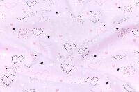 Baumwolldruck Stick-Herzen rosa