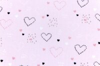 Baumwolldruck Stick-Herzen rosa