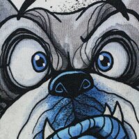 French Terry Panel Coole Bulldogge blaugrau [85cm]