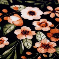 Modaljersey Aquarell Blumen schwarz